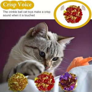 Random Color Cat Crinkle Balls